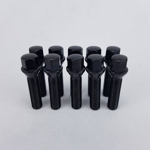 10PCS wheel bolts M12X1.25 17mm Hex 26mm high 60 thread long Anodised Black