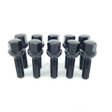 Black R12 Ball Seat Wheel Bolts M12X1.5 17mm Hex 43mm Long Thread