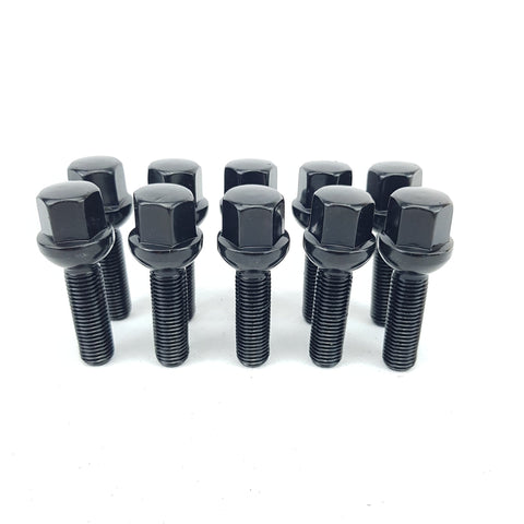 R12 Black Ball Seat Wheel Bolts M14X1.5 17mm Hex 60mm Long Thread