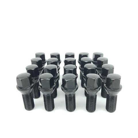 20PCS wheel bolts M12X1.25 17mm Hex 26mm high 60 thread long Anodised Black