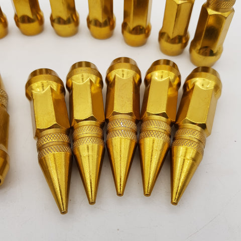 20PCS Gold Lock Wheel Steel Nuts Spike Lug Nuts Set