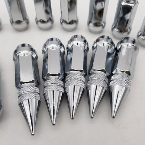 20PCS Silver Lock Wheel Steel Nuts Spike Lug Nuts Set