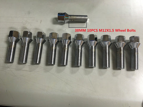 10PCS Extended Wheel Lug Bolts M12X1.5 17mm Hex 26mm high 38 thread long