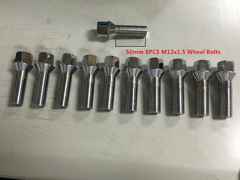 8PCS Extended Wheel Lug Bolts M12X1.5 17mm Hex 26mm high 50 thread long