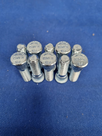 10PCS Extended Press In Wheel Studs Straight Knurl M12x1.5 Grade 12.9 50mm Length