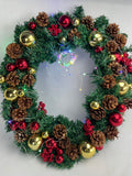 Christmas Garland Wreath Ornament Hanging Decoration LED Xmas Free Shipping
