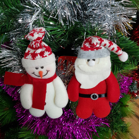 Christmas Tree Decoration Snowman Santa Pair Ornament Hanging Xmas