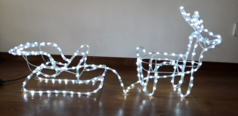Reindeer Sleigh LED Tube Christmas Ornament decoration Xmas USB White