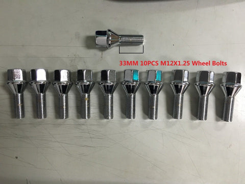 10PCS wheel bolts M12X1.25 17mm Hex 26mm high 33 thread long Chrome Plated