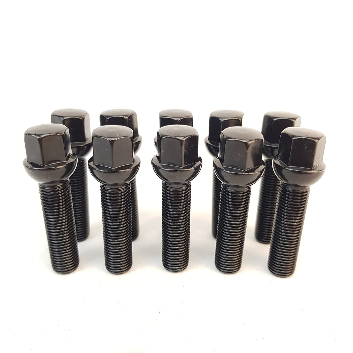 R12 Ball Seat Wheel Bolts Black M14X1.5 17mm Hex 38mm Long Thread ...