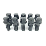 Cone Seat Wheel Bolts Black M12X1.5 17mm Hex 28mm Long Thread