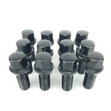 Cone Seat Wheel Bolts Black M12X1.5 17mm Hex 28mm Long Thread